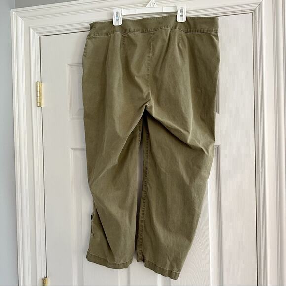 Eileen Fisher Olive Green High Waist cropped Capri Large Utility Pants Spring - Picture 4 of 12